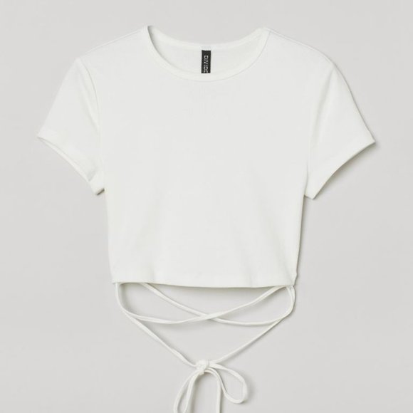 H&M Tops - 3/15$ H&M Tie-detail White Crop Top